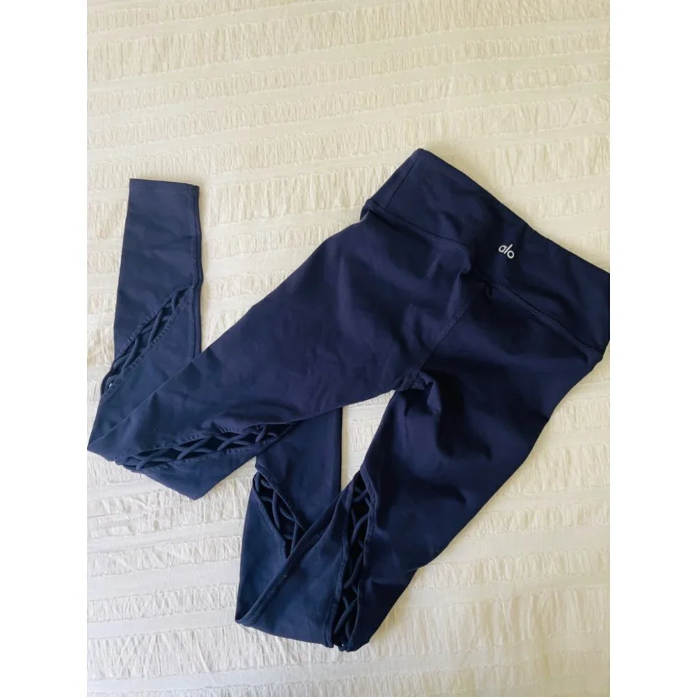 Alo Navy Blue Entwine Leggings Sz XXS